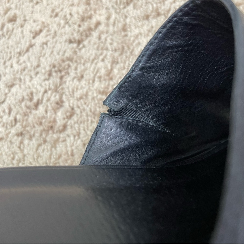 Eileen Fisher Size 11 Novel Black Leather Platform Wooden Clog Slide Sandals - Picture 12 of 16